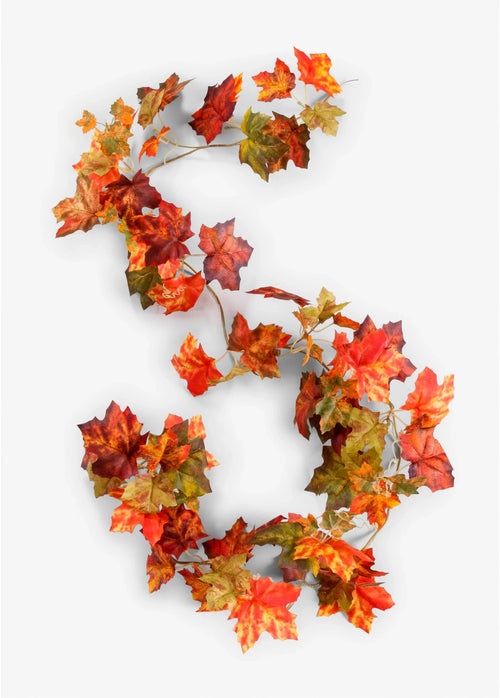 Artificial Autumn Leaf Garland in Red, Green and Yellow, view 1