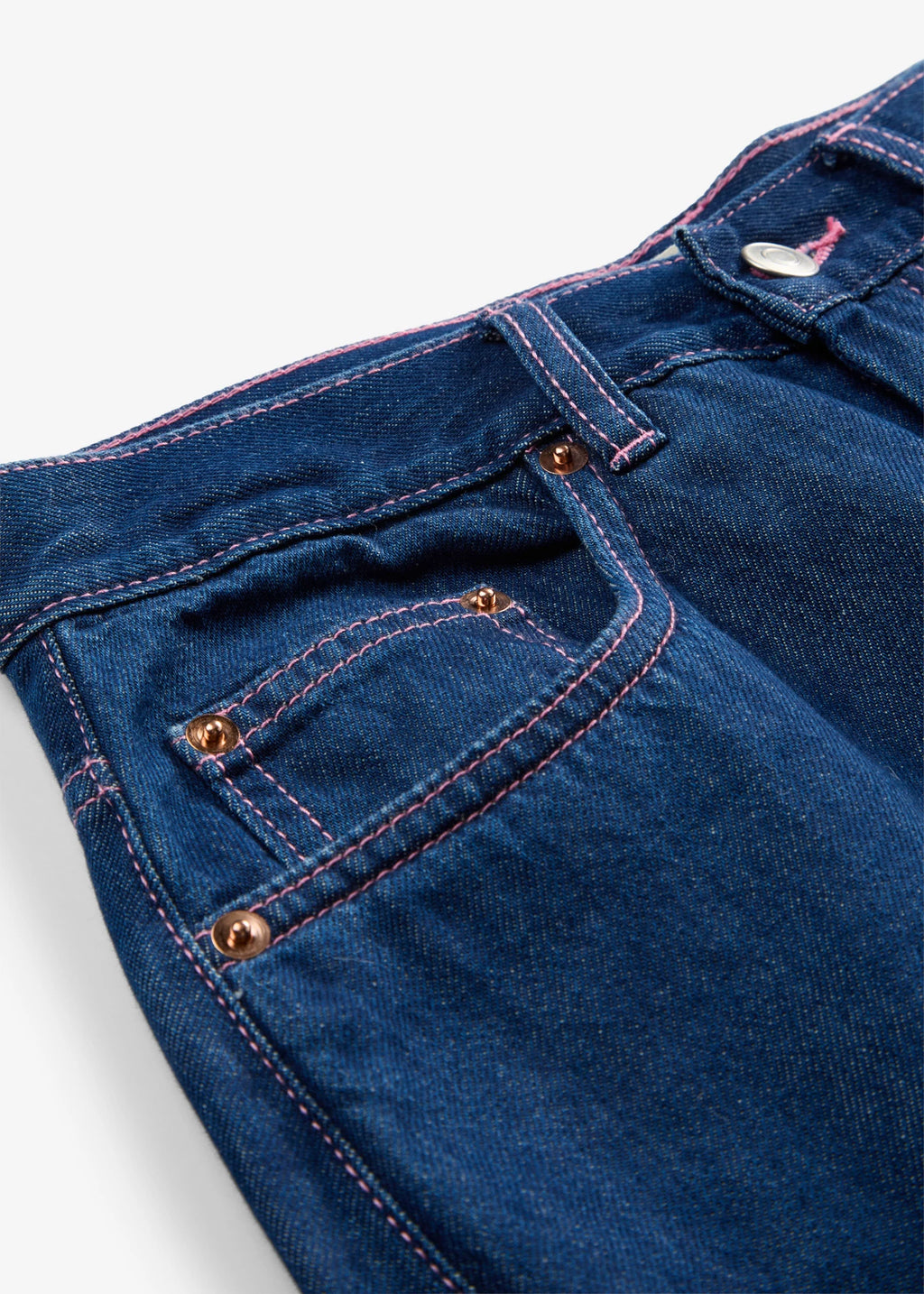 Women's High Waist Barrel Jeans in Deep Blue Raw Denim, view 2