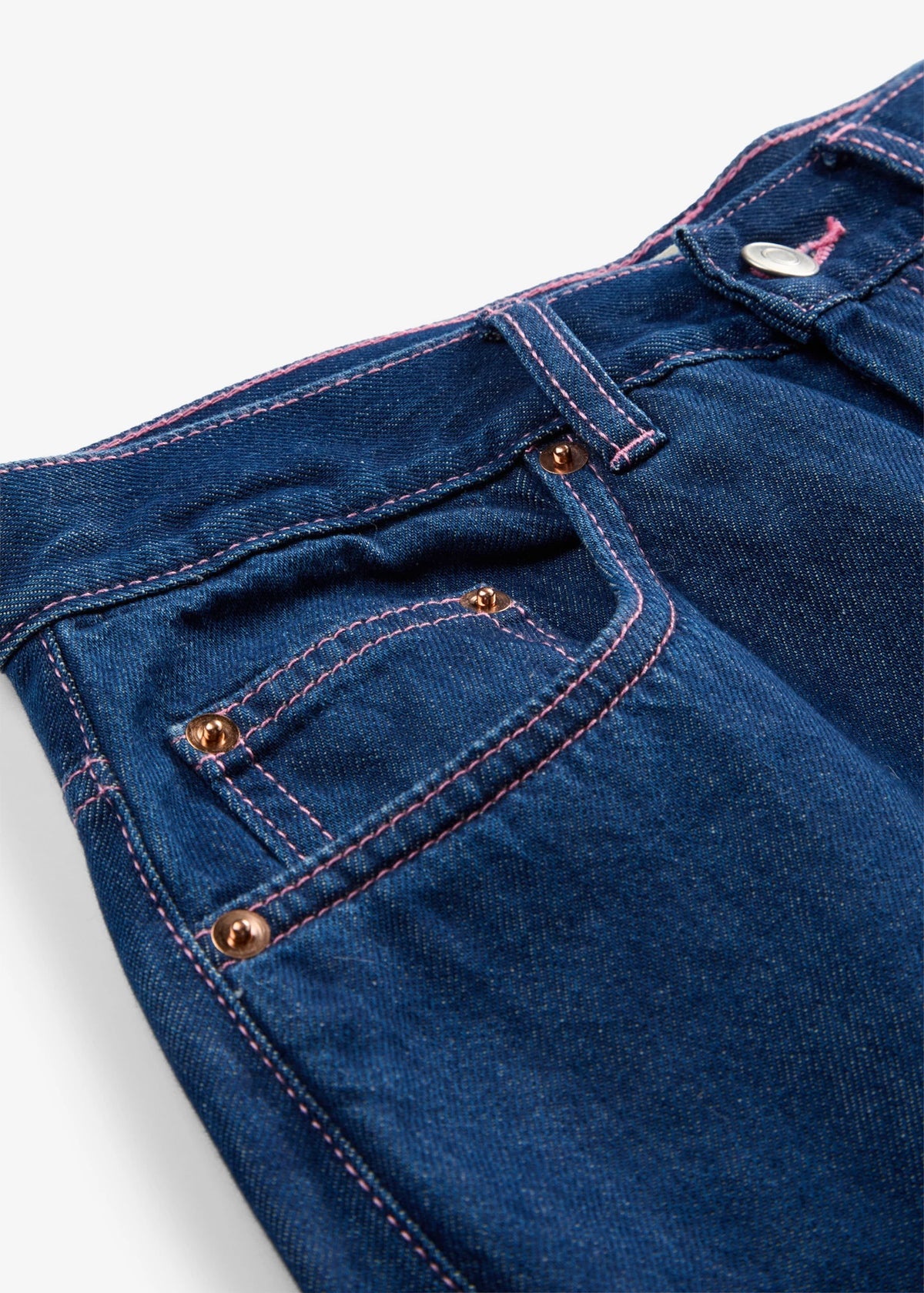 Women's High Waist Barrel Jeans in Deep Blue Raw Denim, view 2