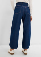 Women's High Waist Barrel Jeans in Deep Blue Raw Denim, view 4