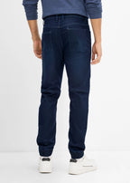Men's Regular Fit Straight Jogger Jeans with Adjustable Stretch Waist in Dark Blue Denim, view 4