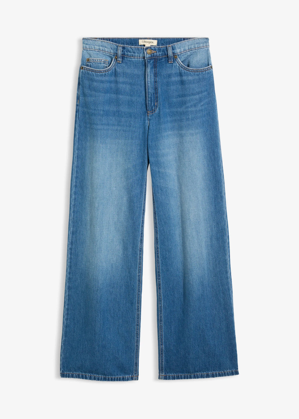 Women's High Waist Wide Leg Jeans in Medium Blue Denim, view 1