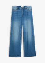 Women's High Waist Wide Leg Jeans in Medium Blue Denim, view 1