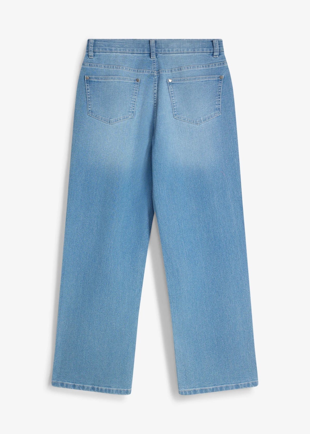 Girls' Mid Rise Wide Leg Jeans in Blue Denim, view 2