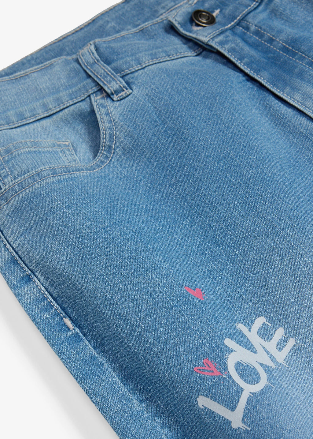 Girls' Mid Rise Wide Leg Jeans in Blue Denim, view 3