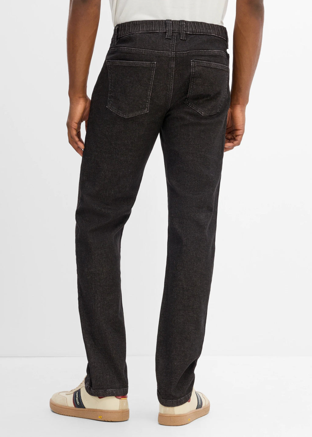 Men's Regular Fit Straight Jeans with Elastic Waist in Vintage Black, view 4