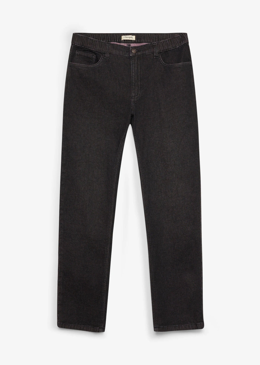 Men's Regular Fit Straight Jeans with Elastic Waist in Vintage Black, view 1