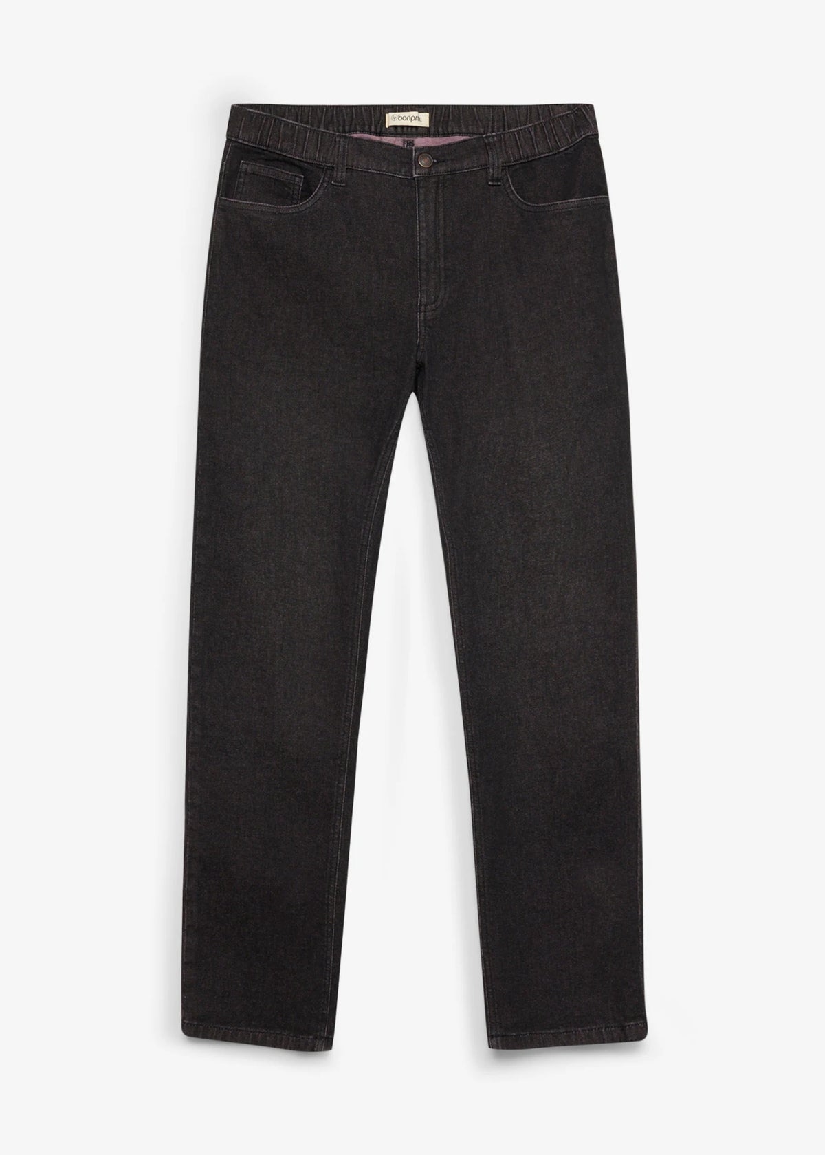 Men's Regular Fit Straight Jeans with Elastic Waist in Vintage Black, view 1