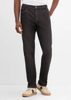 Men's Regular Fit Straight Jeans with Elastic Waist in Vintage Black, view 3