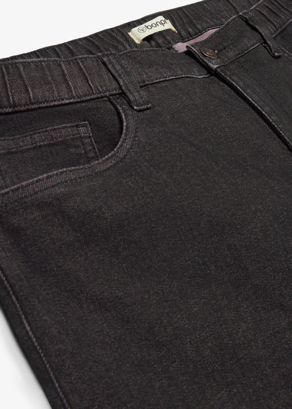 Men's Regular Fit Straight Jeans with Elastic Waist in Vintage Black, view 2