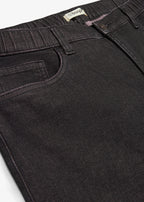 Men's Regular Fit Straight Jeans with Elastic Waist in Vintage Black, view 2