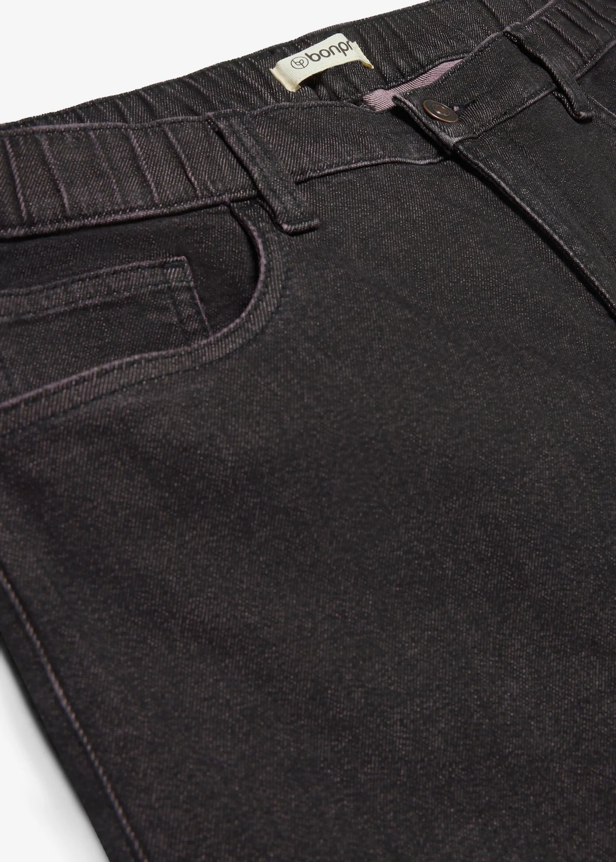 Men's Regular Fit Straight Jeans with Elastic Waist in Vintage Black, view 2