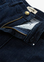 Women's High Waist Skinny Jeans in Deep Blue Raw Denim, view 2
