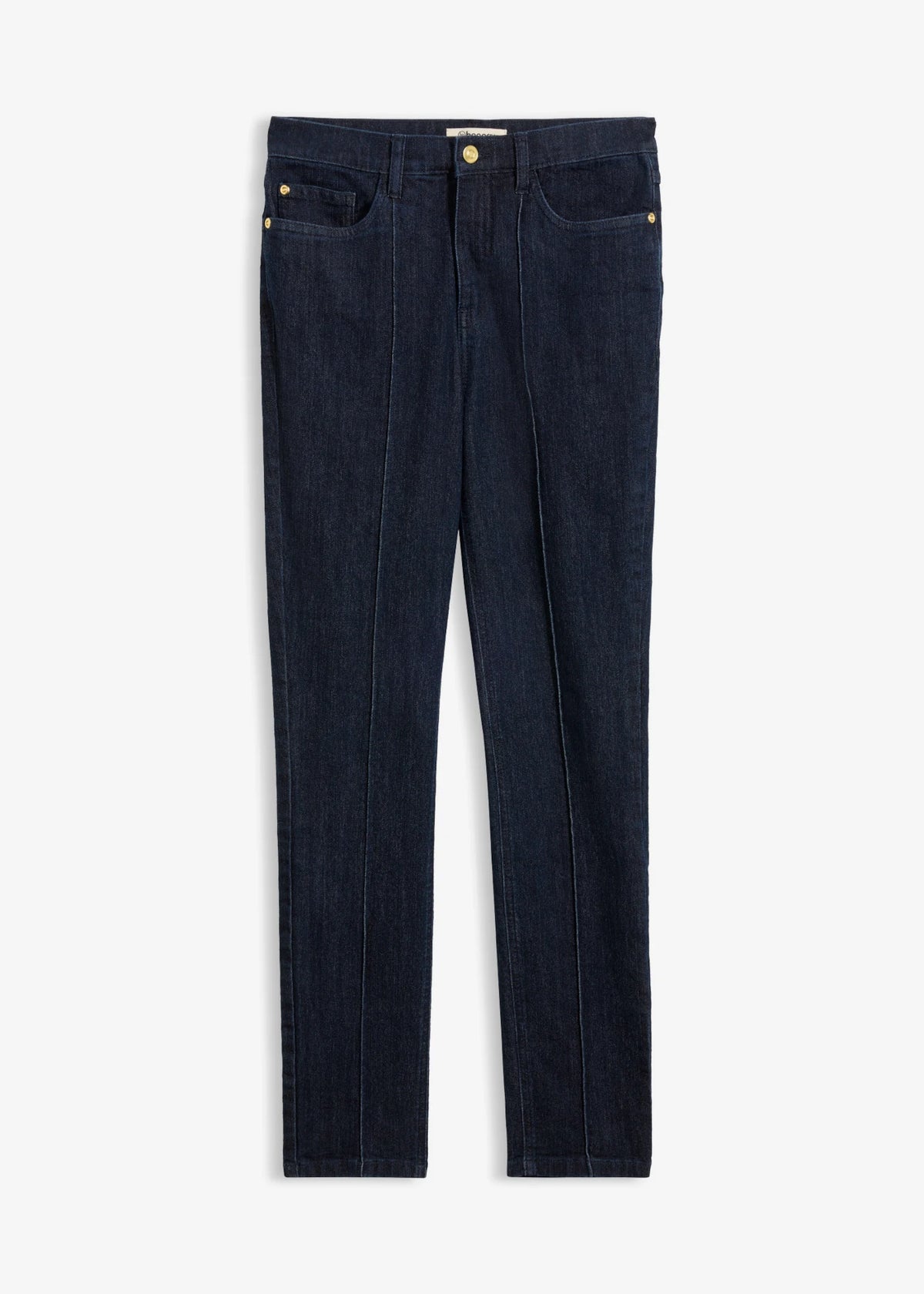Women's High Waist Skinny Jeans in Deep Blue Raw Denim, view 1