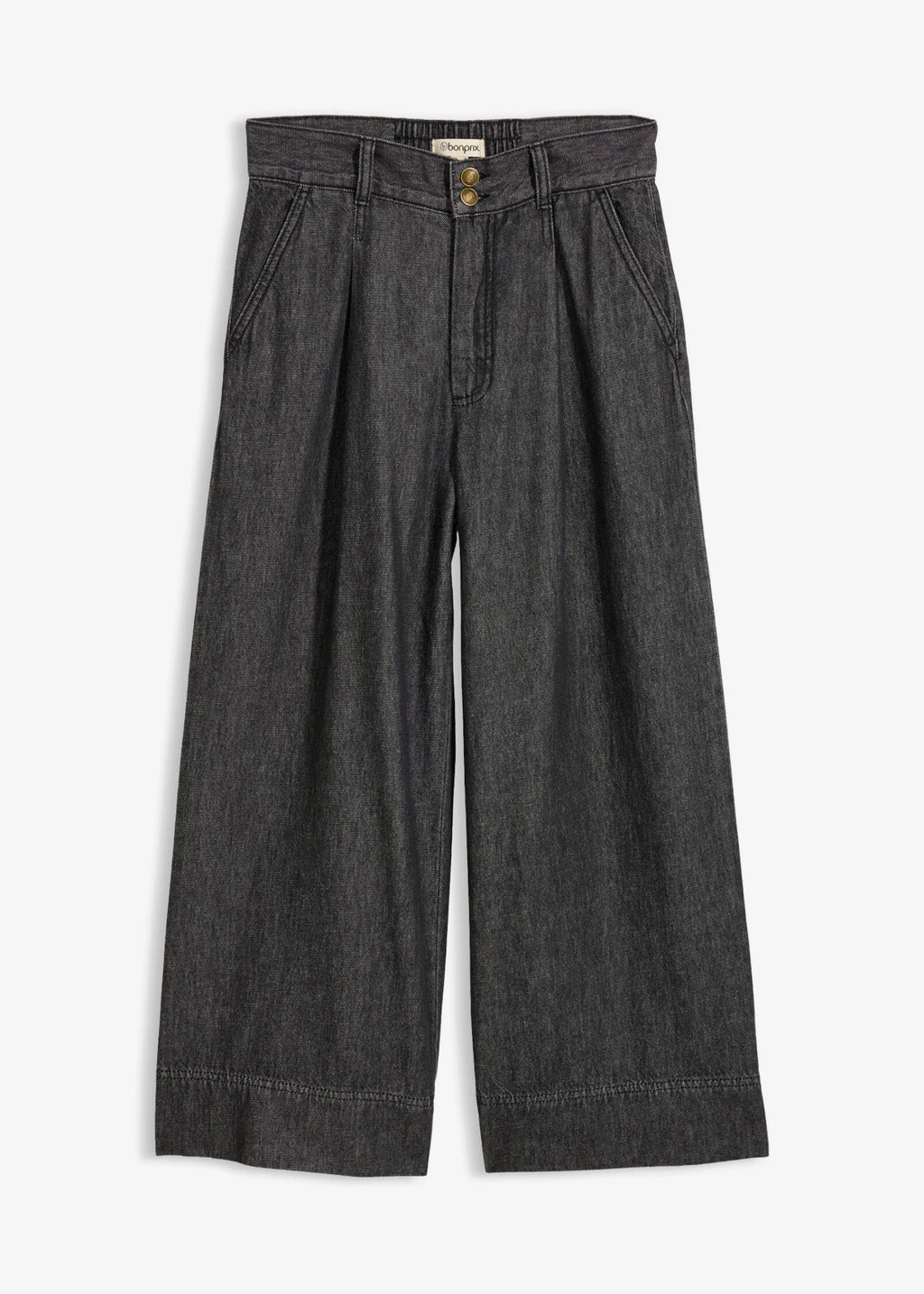 Women's Cropped Wide Leg Jeans in Black Denim, view 1