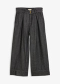 Women's Cropped Wide Leg Jeans in Black Denim, view 1