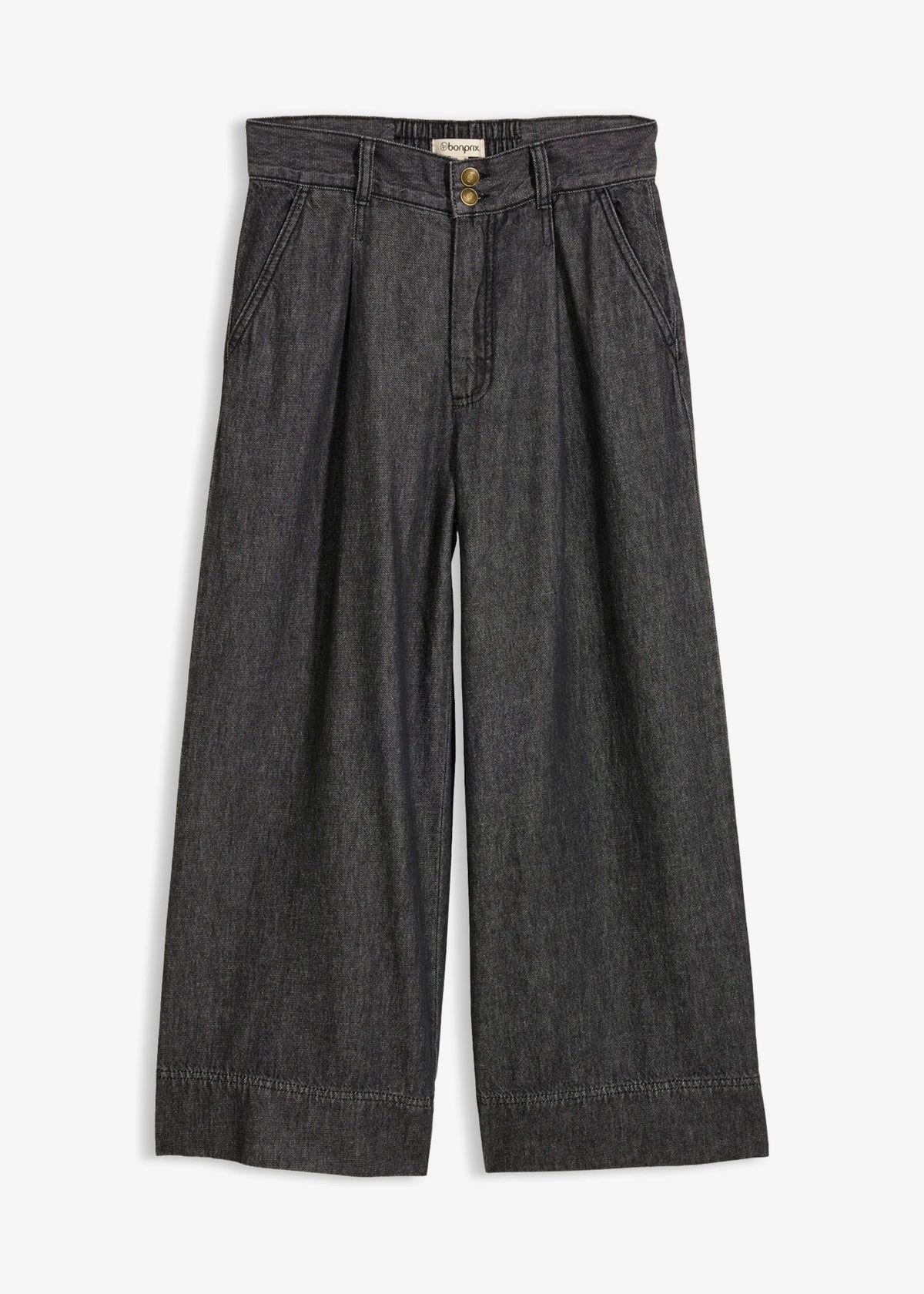 Women's Cropped Wide Leg Jeans in Black Denim, view 1