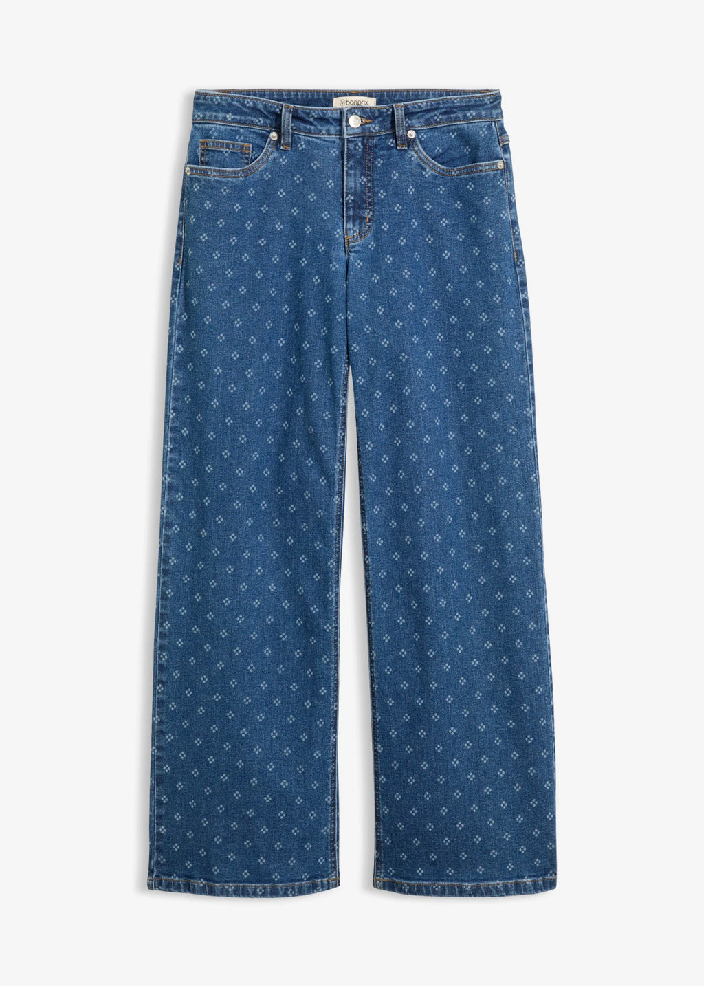 Women's Mid Rise Wide Leg Jeans in Blue Denim, view 1