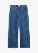 Women's Mid Rise Wide Leg Jeans in Blue Denim, view 1