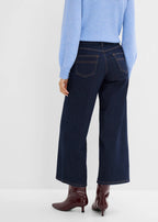 Women's Wide Leg Jeans in Deep Blue Raw Denim, view 4