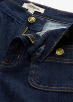 Women's Wide Leg Jeans in Deep Blue Raw Denim, view 2