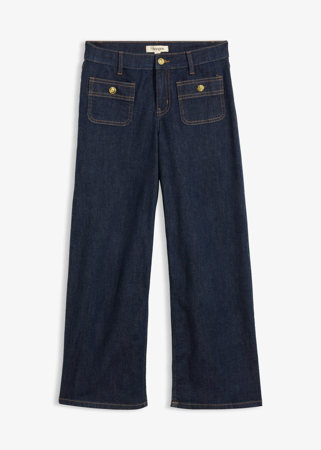 Women's Wide Leg Jeans in Deep Blue Raw Denim, view 1