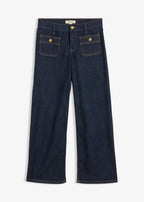 Women's Wide Leg Jeans in Deep Blue Raw Denim, view 1