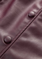 Women's Coated Mini Skirt in Burgundy, view 2