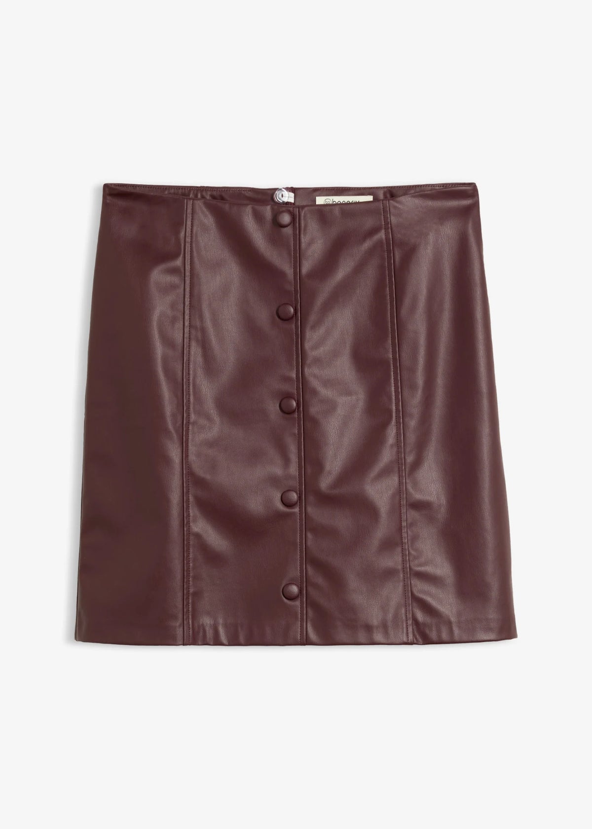 Women's Coated Mini Skirt in Burgundy, view 1