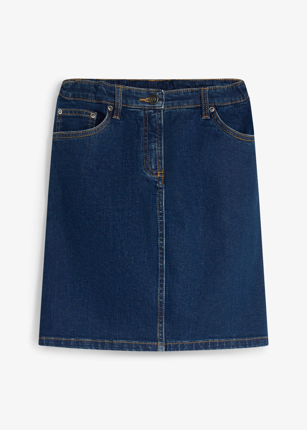 Girls' Mid Rise Stretch Denim Skirt in Blue Denim, view 1