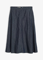 Women's Denim Skirt in Deep Blue Raw Denim, view 1
