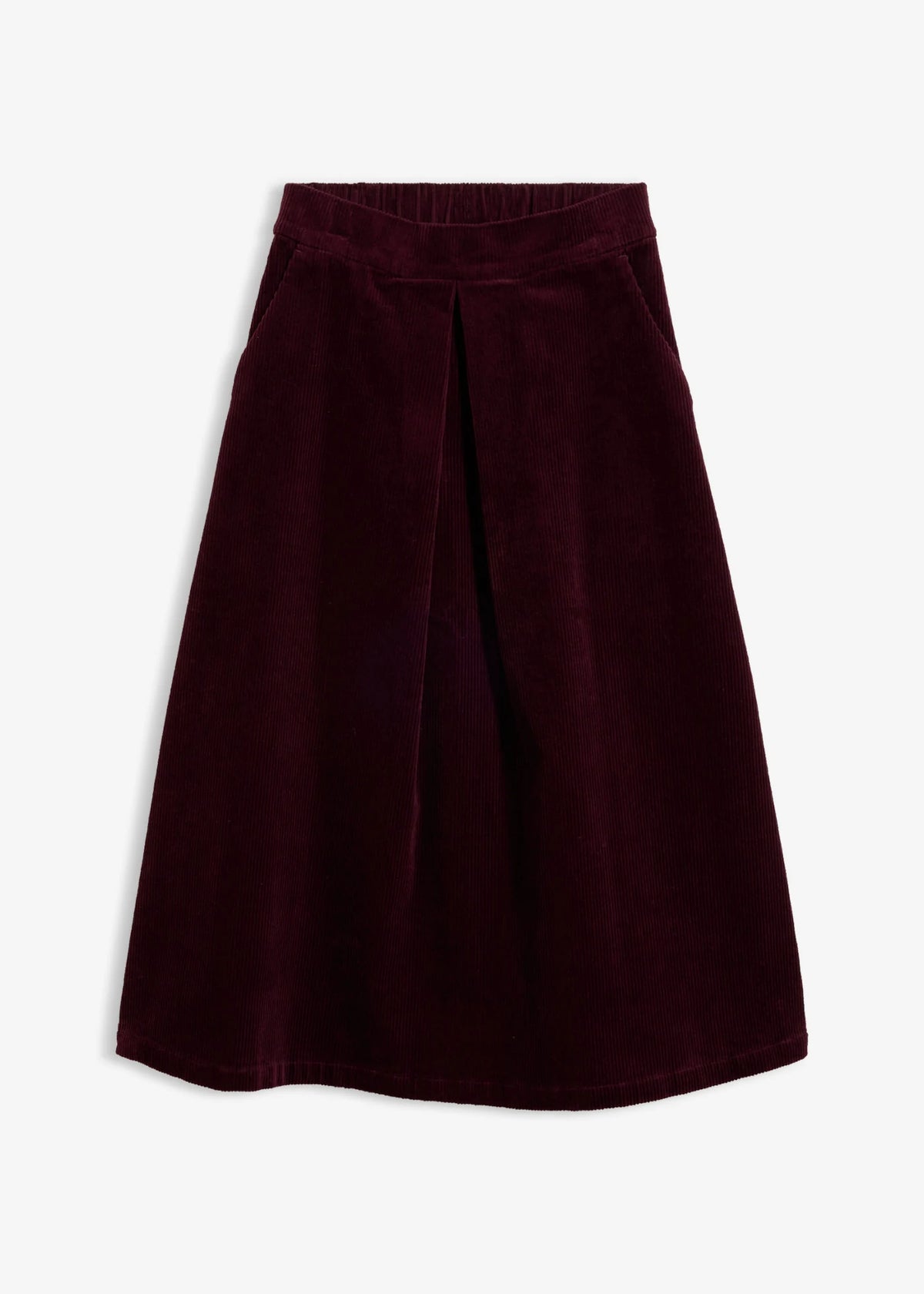 Women's Stretch Cotton Corduroy Skirt in Burgundy, view 1
