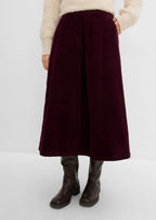 Women's Stretch Cotton Corduroy Skirt in Burgundy, view 3