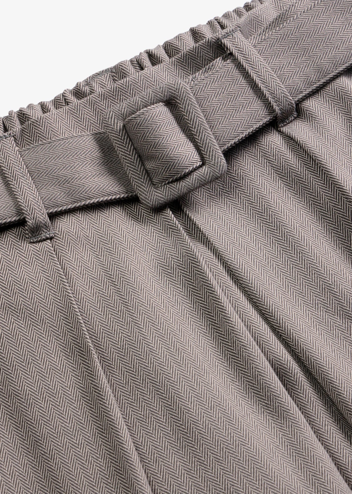 Women's Pleated Herringbone Skirt with Belt, 2-Piece Set in Light Heather Sand, view 2