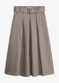 Women's Pleated Herringbone Skirt with Belt, 2-Piece Set in Light Heather Sand, view 1