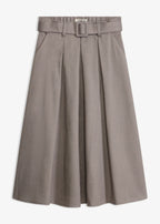 Women's Pleated Herringbone Skirt with Belt, 2-Piece Set in Light Heather Sand, view 1