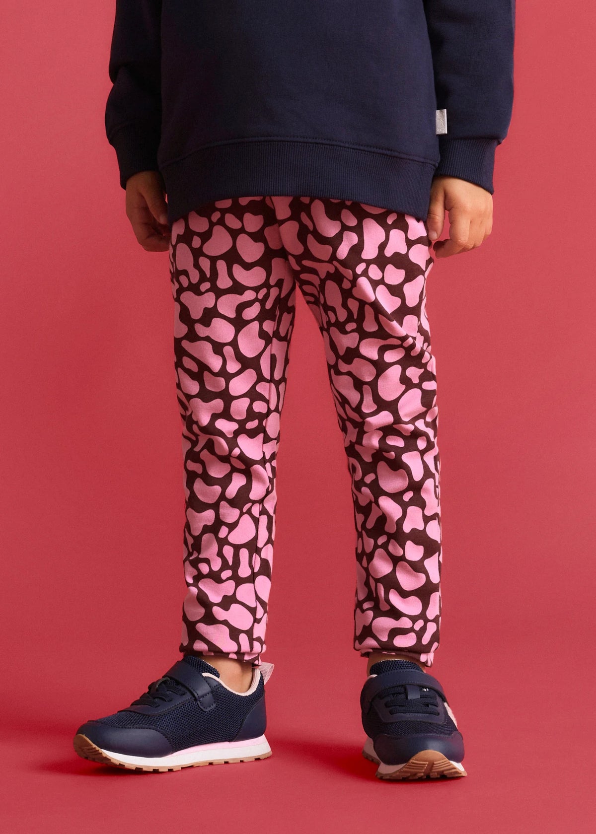 Girls' Lurchi Stretch Cotton Leggings, Pack of 2 in Dark Blue and Ruby Pink Print, view 4