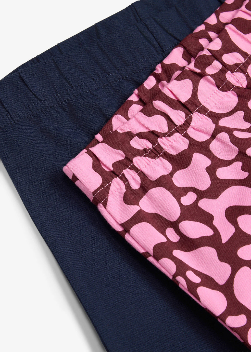 Girls' Lurchi Stretch Cotton Leggings, Pack of 2 in Dark Blue and Ruby Pink Print, view 3