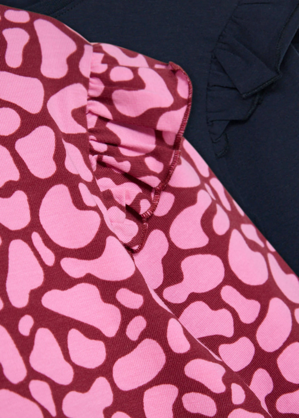 Girls' Lurchi Soft Cotton Long Sleeve Tops, Pack of 2 in Ruby Pink Print and Pink, view 3