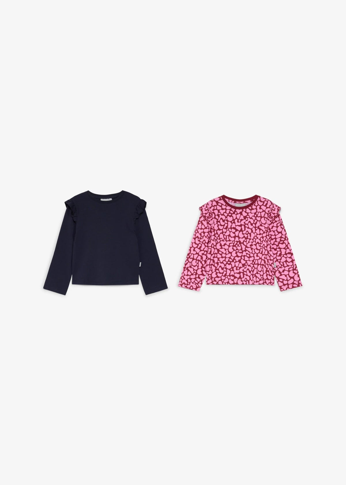 Girls' Lurchi Soft Cotton Long Sleeve Tops, Pack of 2 in Ruby Pink Print and Pink, view 4