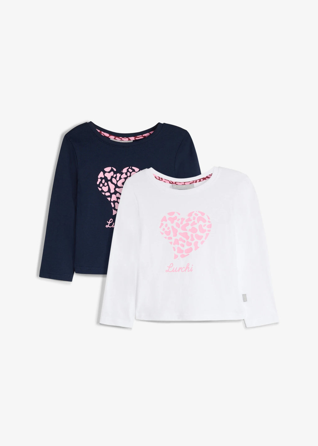 Girls' Lurchi Soft Cotton Long Sleeve Tops, Pack of 2 in Dark Blue and White Print, view 1