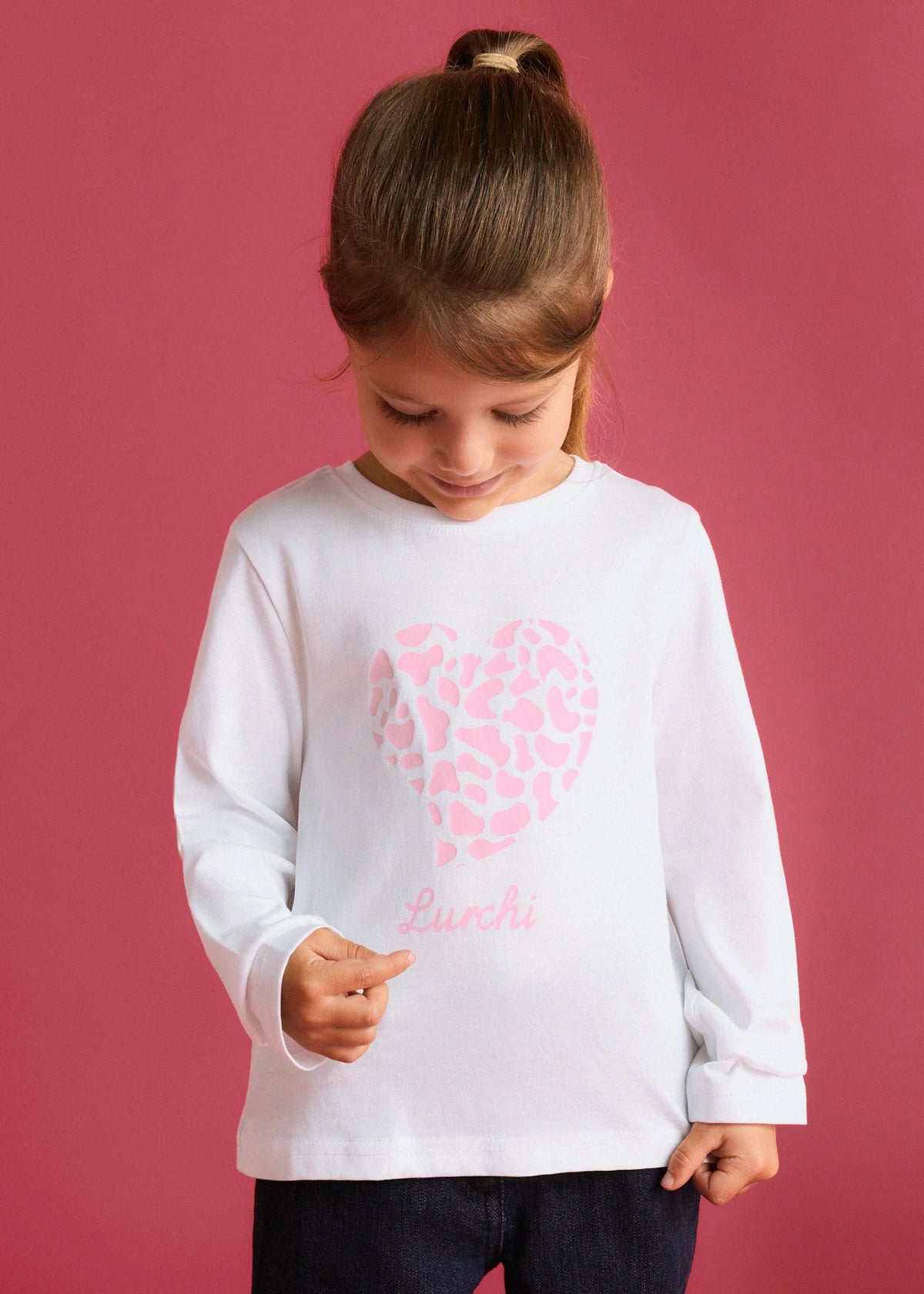 Girls' Lurchi Soft Cotton Long Sleeve Tops, Pack of 2 in Dark Blue and White Print, view 4