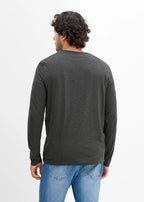Men's Long Sleeve Tops, Pack of 2 in Dark Blue and Heather Anthracite, view 3