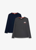 Men's Long Sleeve Tops, Pack of 2 in Dark Blue and Heather Anthracite, view 1