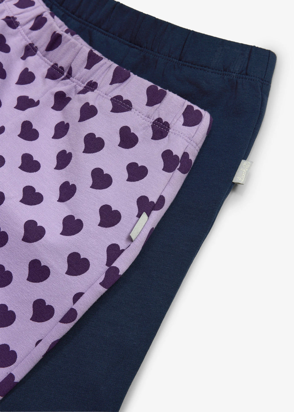 Girls' Lurchi Soft Cotton Thermal Leggings, Pack of 2 in Dark Blue and Lilac Print, view 3