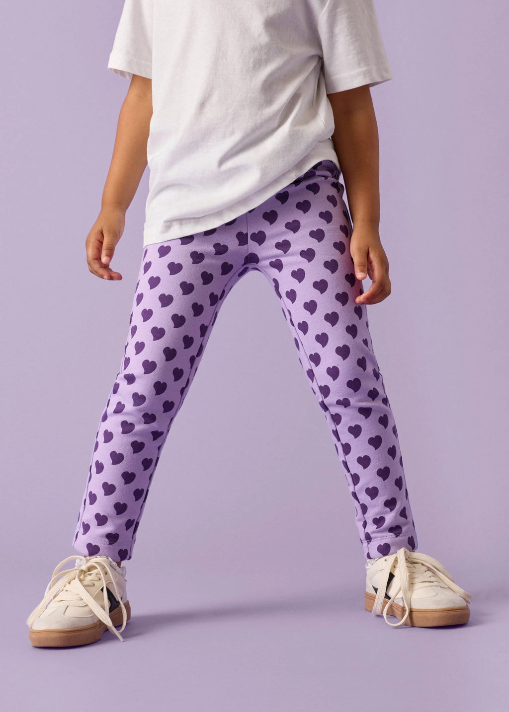 Girls' Lurchi Soft Cotton Thermal Leggings, Pack of 2 in Dark Blue and Lilac Print, view 4