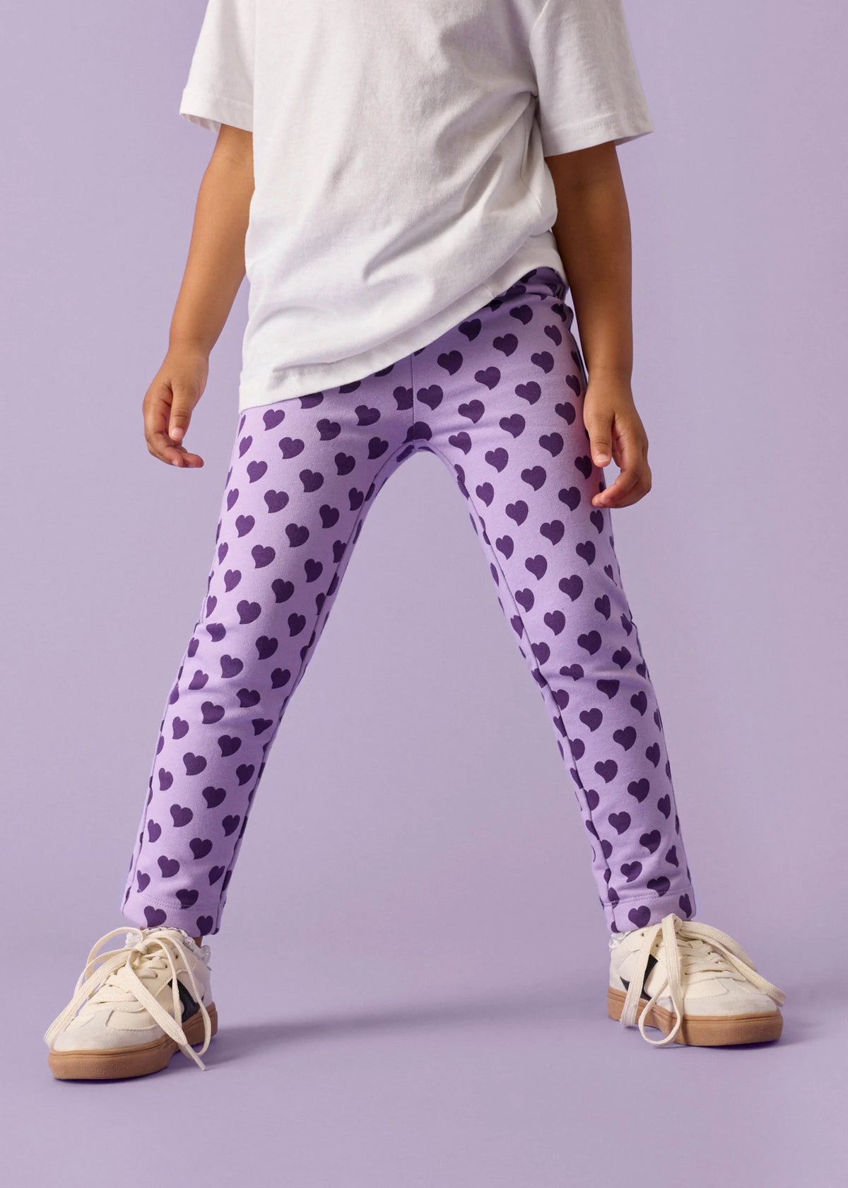 Girls' Lurchi Soft Cotton Thermal Leggings, Pack of 2 in Dark Blue and Lilac Print, view 4