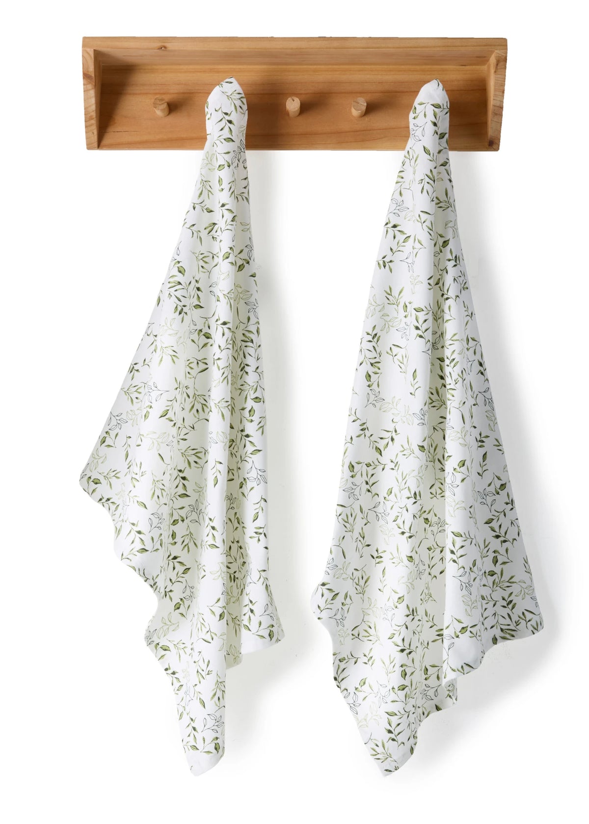 Cotton Dish Towels, Pack of 2 in White and Dark Green, view 2