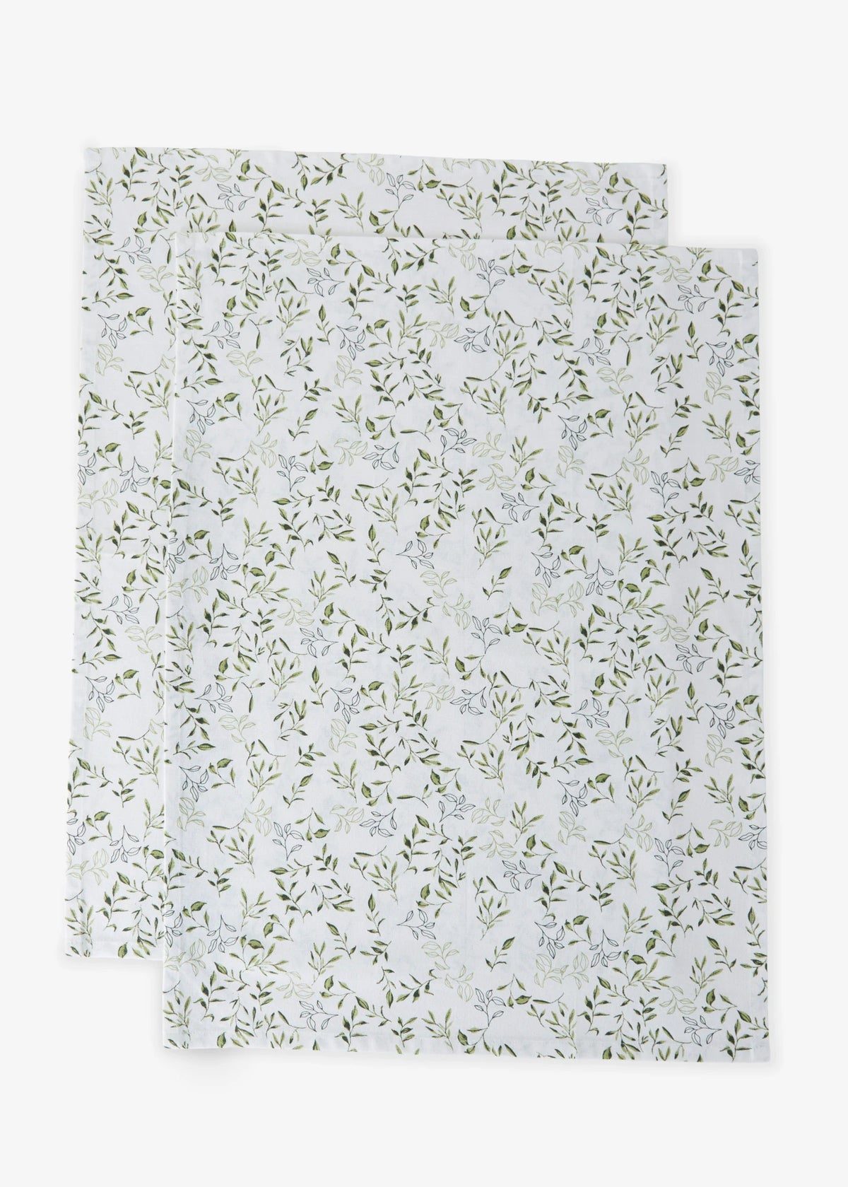Cotton Dish Towels, Pack of 2 in White and Dark Green, view 1