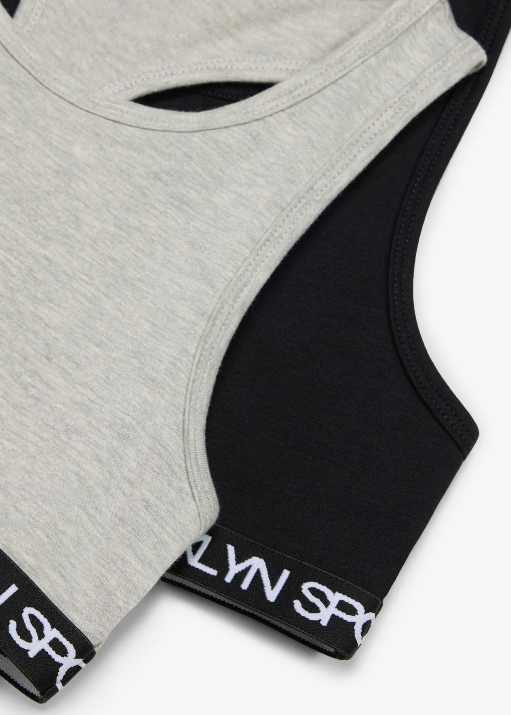 Girls' Stretch Cotton Crop Bras, Pack of 5 in Light Heather Gray and Black, view 3